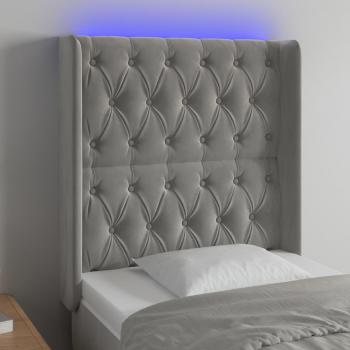 Cabecero con LED de terciopelo gris claro 83x16x118/128 cm Vidaxl