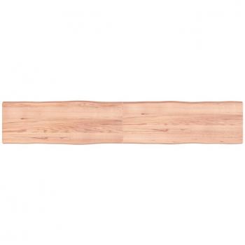 Tablero de mesa de madera de roble sin tratar 220x40x(2-6) cm marrón claro
