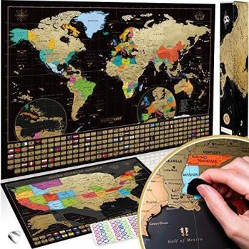 Dos Mapas De Rascar - Mapa Mundi Rascar Y Mapa Estados Unidos. Pósteres Rascables De Viaje, De Gran Calidad, Para Adultos O Niños. Hechos En Europa.