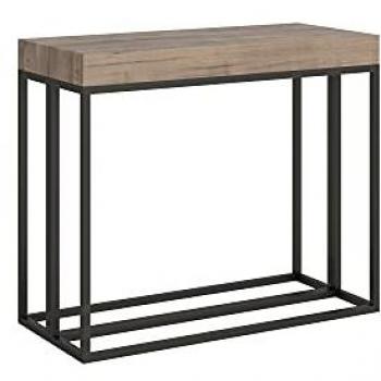 Consola extensible Premium 90x40/300 cm Roble Natural con Estructura Antracita