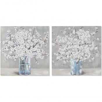 Cuadro Home ESPRIT Shabby Chic Florero 80 x 3 x 80 cm (2 Unidades)