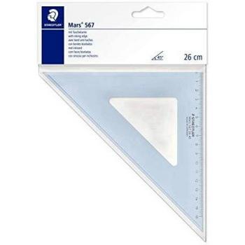 Escuadra STAEDTLER Mars® 45° de Plástico Azul Transparente, 26 cm