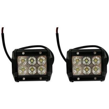 2-Pack 4 inundación de 60 grados de ángulo del haz de luz Trabajo 18W 6000K-6500K luz del día LED de luz de carretera Niebla de campo a través del coche del carro ATV SUV Jeep Barco JH-BL3Z18WFB-YM