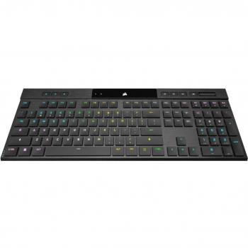 Corsair K100 RGB AIR Teclado Mecánico Ultra Delgado Inalámbrico, USB + RF Wireless + Bluetooth, Cherry ULP Táctil, QWERTZ Alemán, Negro