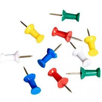 Amazon Basics Chinchetas, colores surtidos, punta de acero, 200 unidades