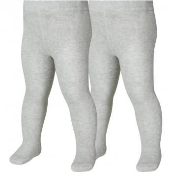 Playshoes Unisex Baby Tights Double Pack - Plain Grey Melange (98-104)