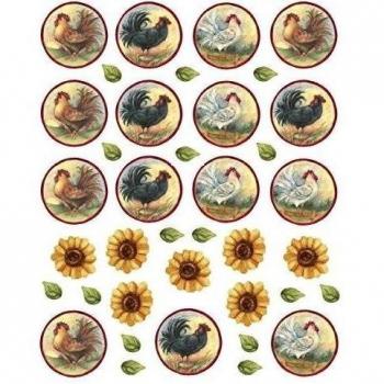 Wallies 12484 Roosters and Sunflowers Peel and Stick Big Wall Stickers