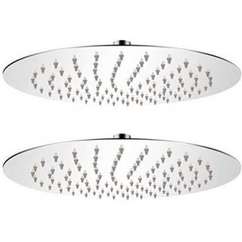 vidaXL 2X Cabezales de Ducha Efecto Lluvia Acero Inoxidable Diámetro 25cm Baño
