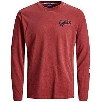 Jack & Jones Jorupton tee LS Crew Neck Camisa Manga Larga, Rojo