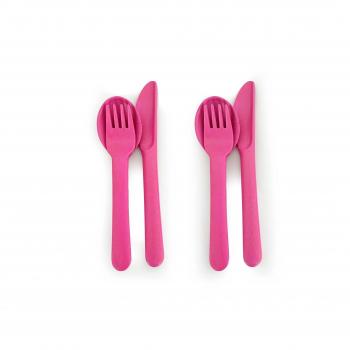 BIOBU by EKOBO 36011 Trio 2 x 3 teilig cubiertos infantiles, rose