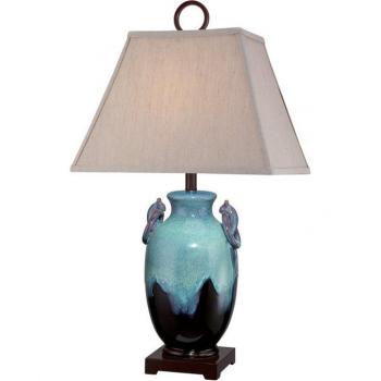 Lámpara de mesa Amphora Glaze turquesa 85 cm, con base en cerámica color turquesa, pantalla textil, diseño moderno y elegante, utiliza bombilla E27