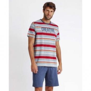 Pijama Manga Corta Rayas Origami Admas para Hombre