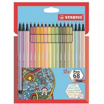 ROTULADOR STABILO ACUARELABLE PEN 68 - ESTUCHE CARTÓN DE 18 UNIDADES COLORES SURTIDOS
