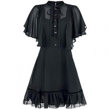 Hell Bunny Vestido Imperia Mujer Vestido Corto Negro 4XL, 100% poliéster,