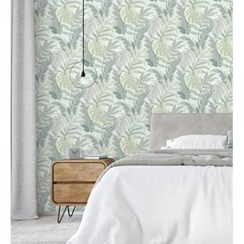 Papel Pintado Vinílico Ecológico Decorativo de Hojas Tropicales - Palmer Hill 680742 - Rollo de 10 m x 0,53 m