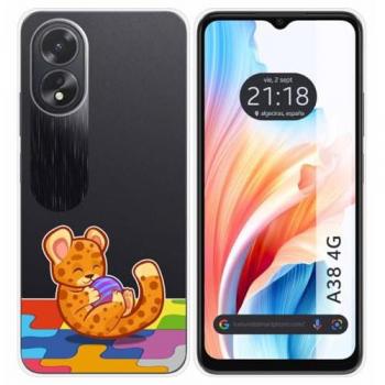 Funda Silicona Transparente Leopardo para Oppo A38 4G