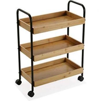 Carrito multiusos de bambú con 3 estanterías (52 x 28 x 70 cm)
