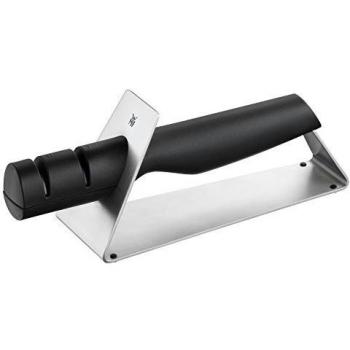 WMF Gourmet Afilador de Cuchillos con Dos Niveles de Afilado de Acero Ioxidable Cromargan 18/10 y Material Sintético, Negro, 25 x 9 x 6.8 cm