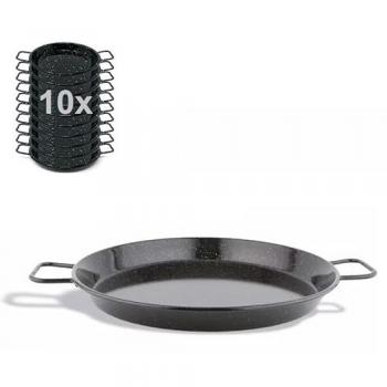 Paellera Mini para Tapas Aperitivo y Degustación en Acero Vitrificado - Set de 10 Unidades (Diámetro 10cm)