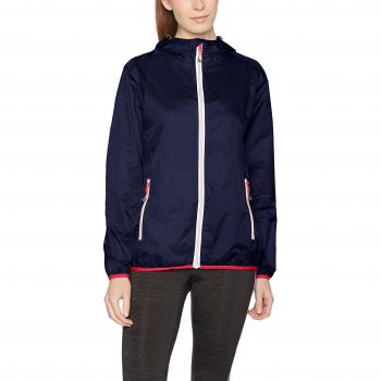 CMP Women's Navy Rain Jacket with Hood, Ripstop Polyester