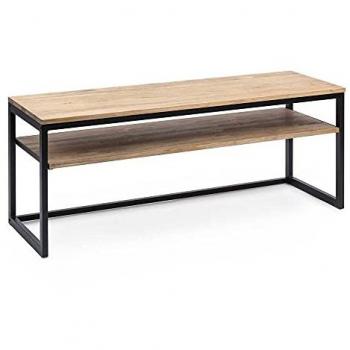 Mesa de Televisión iCub 100x40x47cm Negra en Madera Maciza de Pino con Acabado Vintage Estilo Industrial