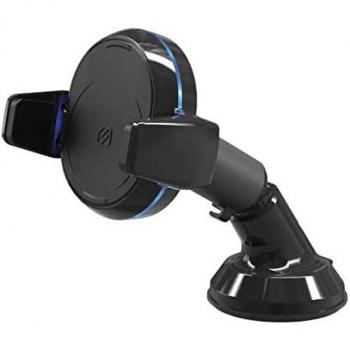 Scosche MagicGrip Soporte Activo para Teléfono Móvil con Carga Inalámbrica, Compatible con Dispositivos Qi, Montaje por Succión, Doble Pivotación, Capacidad para 2 Smartphones, Potencia de