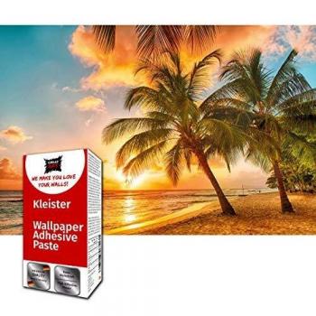 GREAT ART Decoracion de Pared Barbados - Mural Tropical Paradise Sunset Poster Diseño de Playa 210 x 140 cm - Papel tapiz 5 Piezas Incluye Pasta