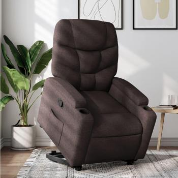Sillón reclinable elevable de tela marrón oscuro Vidaxl con estructura robusta, mecanismo de reclinación ajustable, acolchado cómodo y diseño ergonómico