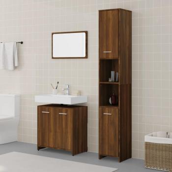 Set de Muebles de Baño 3 Piezas en Madera Contrachapada Roble Marrón