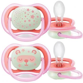 Philips Avent Ultra Air Night Chupetes Nocturnos Silicona 6-18 Meses Rosa/Morado Pack de 2 SCF376/22
