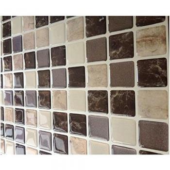 Vinilo Decorativo Autoadhesivo con Efecto 3D para Pared - Mosaico de Azulejos Brillante Removible