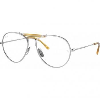 Ray-Ban Gafas Graduadas RX 8063V 1224 con montura de acetato, diseño rectangular, color negro, lentes transparentes y ajuste cómodo