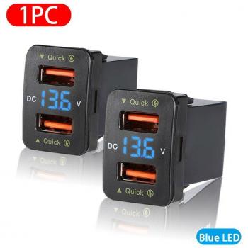 Cargador Rápido QC3.0 Doble USB 18W para Teléfono con Toma de Audio para Toyota
