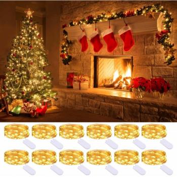 Litogo Luces Led Pilas (12 Pack), Mini Guirnalda Luces Pilas 2m 20 LED Cadena de Luces Tira de Luces LED Decoracion Habitacion para Boda, Fiestas, Cumpleaños, Navidad, Halloween (Interior/Exterior)