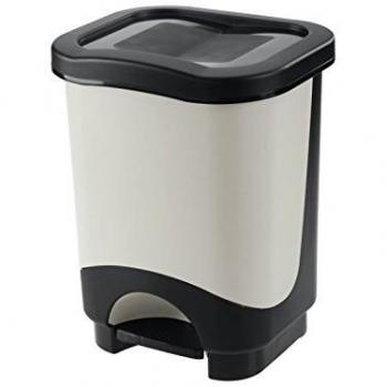 Tontarelli S2201127 Cubo de Basura con Pedal, 24 x 21 x 30 cm. 8 l, Negro/Blanco