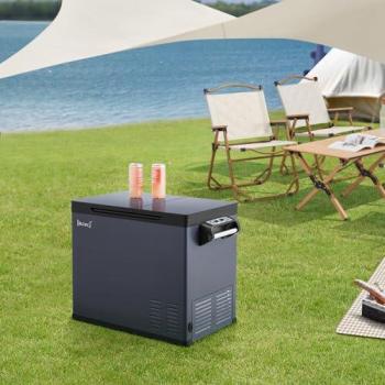 Nevera portátil eléctrica Alberona 55 L - Gris Azulado - Camping y Viajes - 12V Compresor hasta -20° con Pantalla Digital