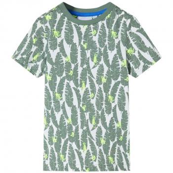 Camiseta infantil crudo y verde hiedra oscuro 128