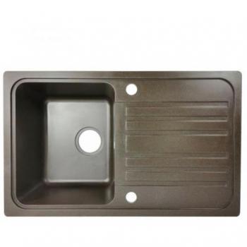 Fregadero de Cocina Aquamarin Nova de Granito con 1 Seno y Escurridor Reversible, Set de Desagüe Incluido, Dimensiones 76x46 cm, Instalación Integrada o Empotrada, Amplia