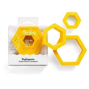 Decora septiembre de corte hexagonal, Plástico, amarillo, 1,5 / 2,5 / 3,5 x 2,2 cm, 3 piezas