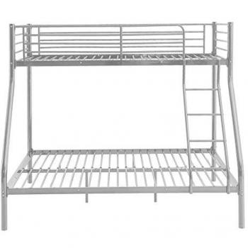 Litera Jorge Metal Epoxy Plata - Cama Matrimonio Inferior + Individual Superior con Colchón 90x190