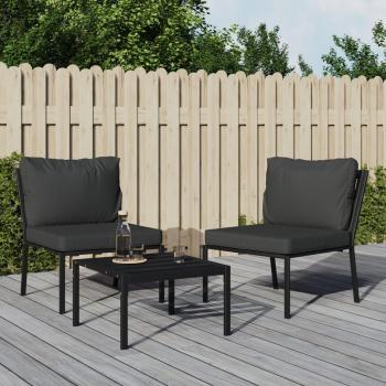 vidaXL Steel Garden Chairs with Grey Cushions Set of 2, 60x74x79 cm