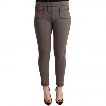 John Galliano Gray Cotton Mid Waist Stretch Cropped Leggings - IT42|M