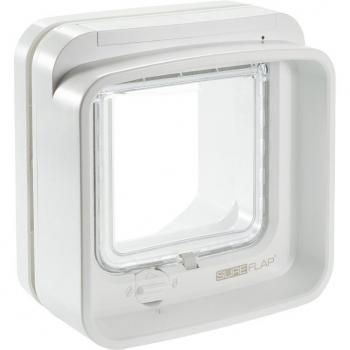 Gatera SureFlap DualScan con microchip y bloqueo de seguridad en color blanco