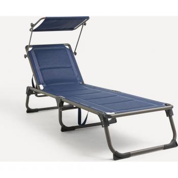 Tumbona plegable Sky Campo y Playa con Respaldo Ajustable y Bolsillo Lateral