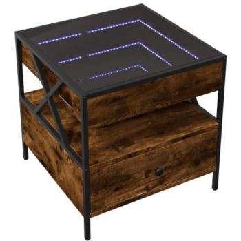 Mesa de centro con Infinity LED roble ahumado 50x50x51 cm
