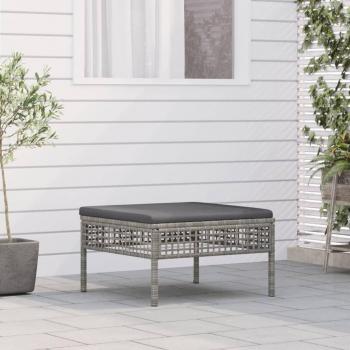 Taburete de jardín con cojín ratán sintético gris vidaXL