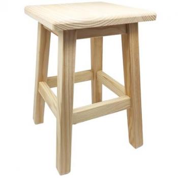 Taburete cuadrado de madera 35 x 21 cm, banqueta de madera natural con reposapiés, asiento para cocina, hogar, diseño clásico resistente
