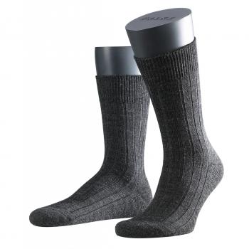 Falke Men's Virgin Wool Ribbed Socks 'Carpet In Shoe' Anthracite Size 47/48