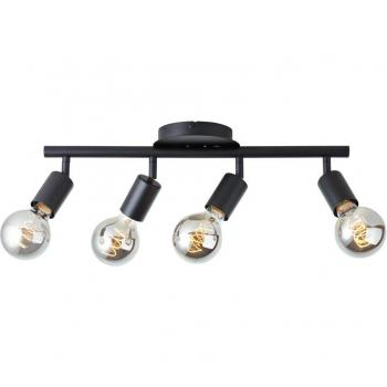 Lámpara de Techo Tiffany Cuadrada 4 Focos E27 en Negro Mate, Ajustable y Sin Bombillas
