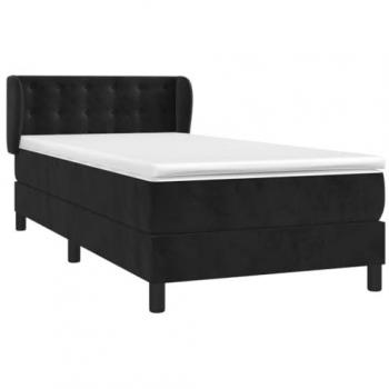 Cama box spring con colchón terciopelo negro 90x200 cm